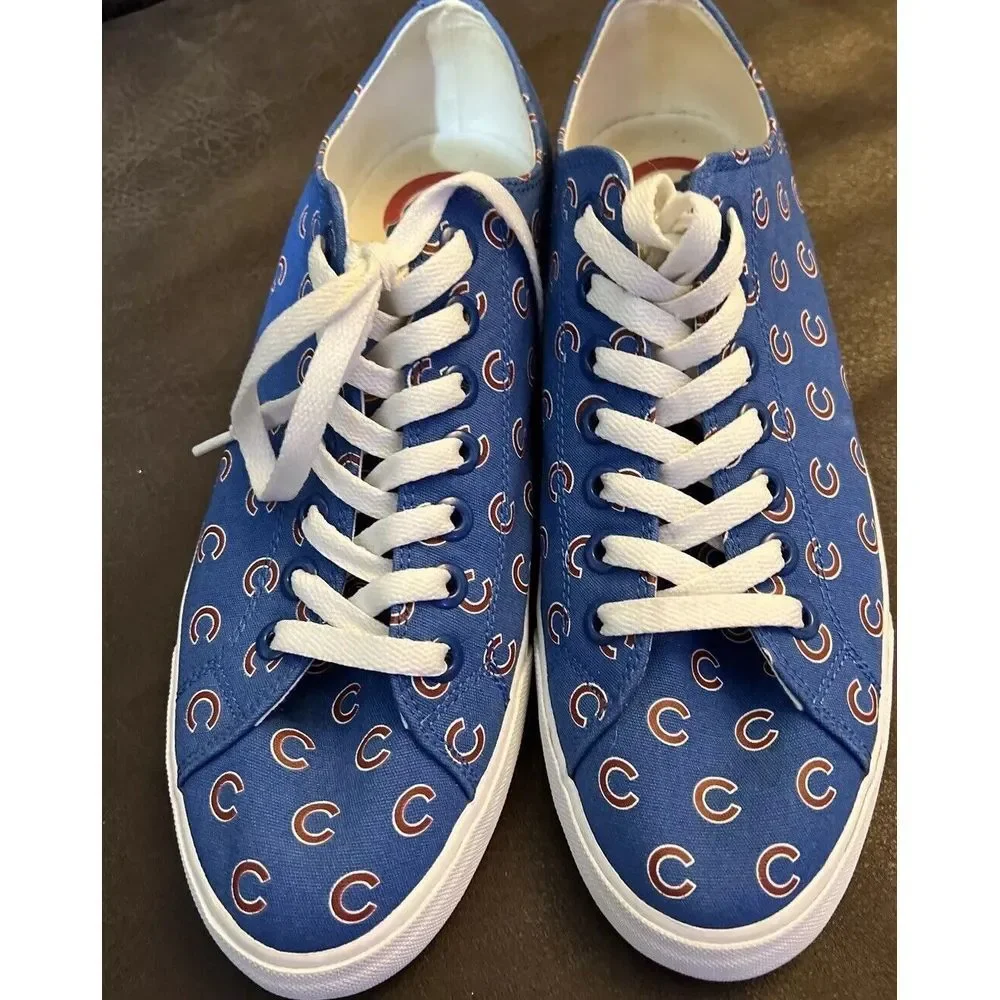 Chicago Cubs MLB Team Logo Canvas Sneakers Unisex Men SZ 9 Women SZ 10.5 Row One